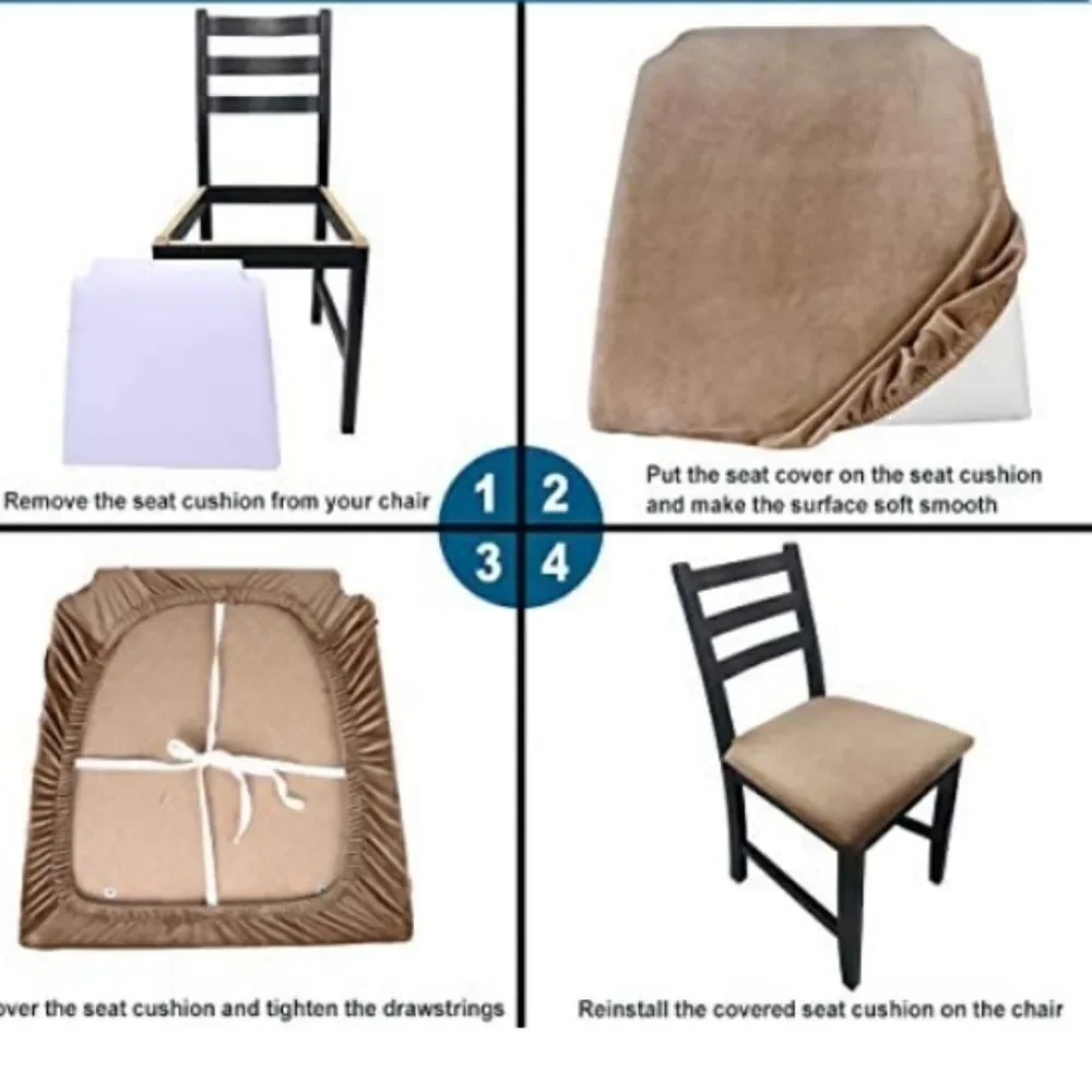 NORTHERN BROTHERS Velvet Dining Room Chair Seat Covers Set of 2, Velvet Stretch